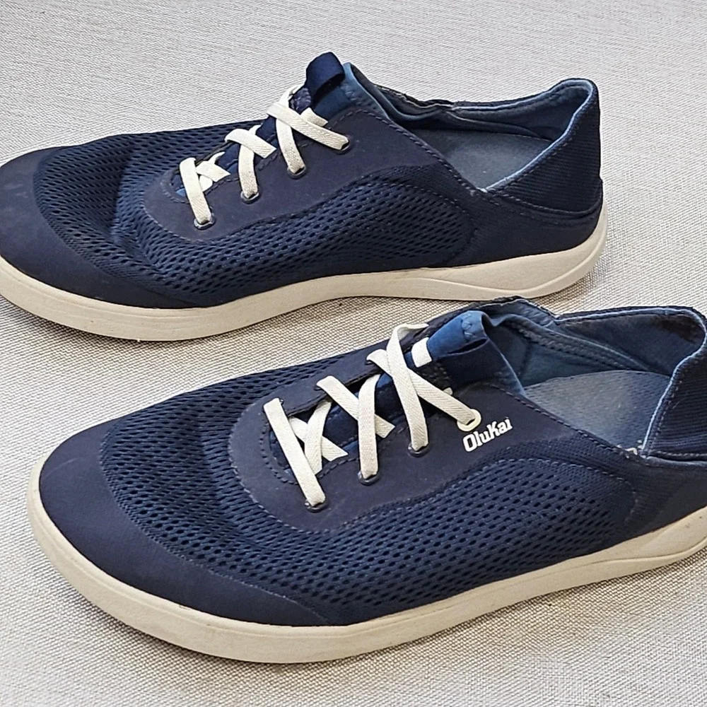 OluKai Moku Pae Boat Shoes Mens Size 9 Blue Mesh Sneakers 10472-DE18 Casual